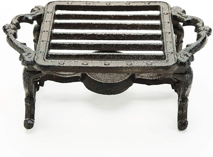 Sungmor Heavy Duty Cast Iron Teapot Dish Warmer Stable Holder for Tealight Stand | Tealight Warmer Decorative Stove for Villa Yard Balcony-Square