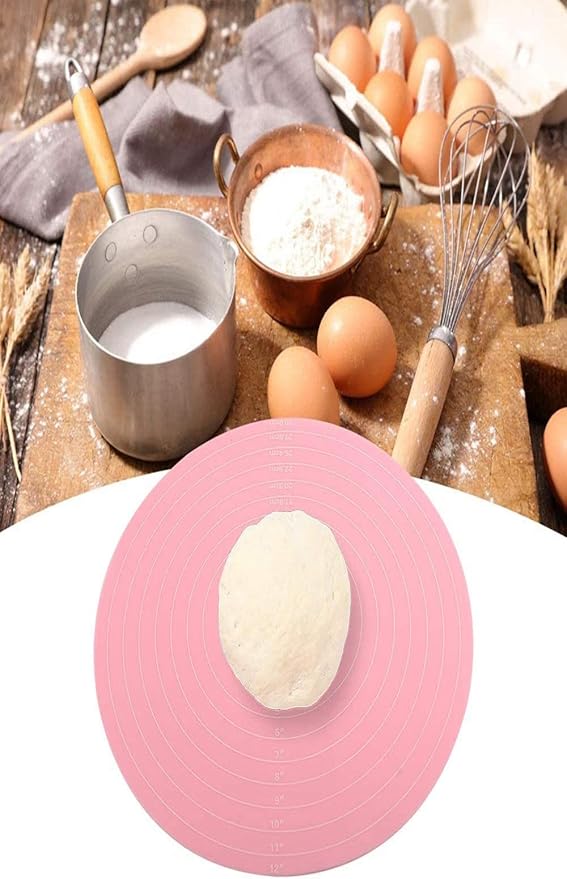 Silicone Baking Mat Cake Mat Silicone Cake Mat Silicone Baking Mat with Measurements for CakeTurntable Stand Non-Stick Heat Resistant Pastry Baking Sheet -Blue