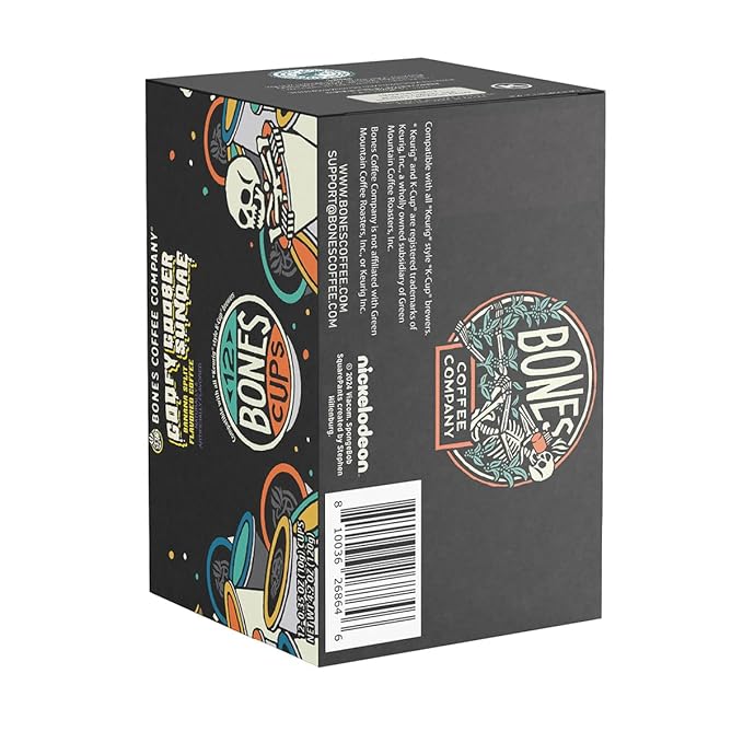 Bones Coffee Company Spongebob Goofy Goober Sundae, Banana Split Flavored Coffee Pods, Low Acid Medium Roast Single-Serve Bones Cups, Compatible with1.0 & 2.0 Capsule Brewers Coffee Maker, 12 Count