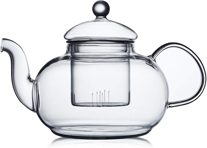 CnGlass 40.6oz/1200ml Glass Teapot with Removable Infuser,Stovetop Safe Tea Kettle,Blooming & Loose Leaf Tea Pot