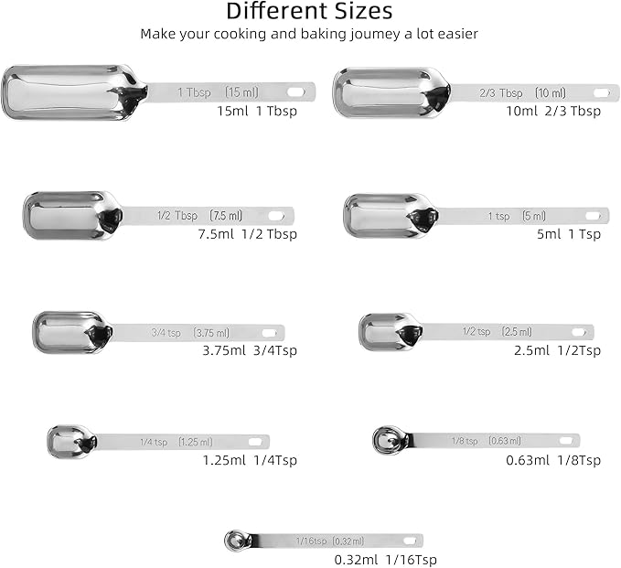 Smithcraft Measuring Cups and Spoons Set, Stainless Steel Measuring Cups Set, Dry 7 Measurer Cups 9 Measurement Spoons with Leveler & Measure Enquivalents for Kitchen & Baking Nesting Measuring Tools