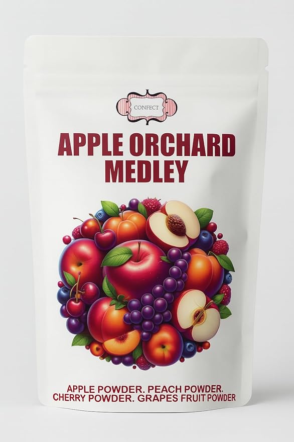 Confect Apple Orchard Medley – 4 x 1.76 Oz Fruit Powder Pack | Apple, Grape, Strawberry & Peach | For Oatmeal, Baking & Fruit Snacks | Vegan, No Sugar, Natural Flavoring – 7 Oz