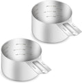 2PCS 1Cup (240ml, 8oz) Single Measuring Cup, Etched Inner Scale Stainless Steel Measure Scoop, Metric and US Measurement, Dishwasher Safe