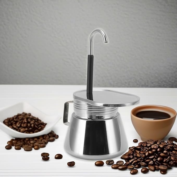 Espresso Maker, Single Spout Stovetop Pot Stainless Steel Mini Stovetop Espresso Percolator Italian Type Espresso Cup Coffee Maker,Use on Stove at Home or Camping