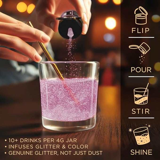 Bakell's Light Pink Brew Glitter Spray Pump (25 gram, 1x Unit) | Edible Glitter for Cocktails, Mocktails and Beverages