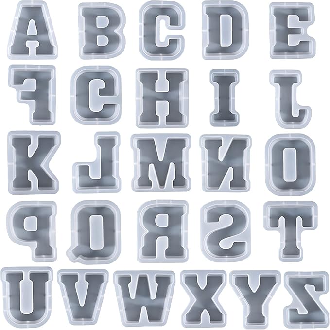 ESEDAGE 7 Inch Letter Resin Mold - 26 Pack English Alphabet Mold for Resin Casting & Soap Making