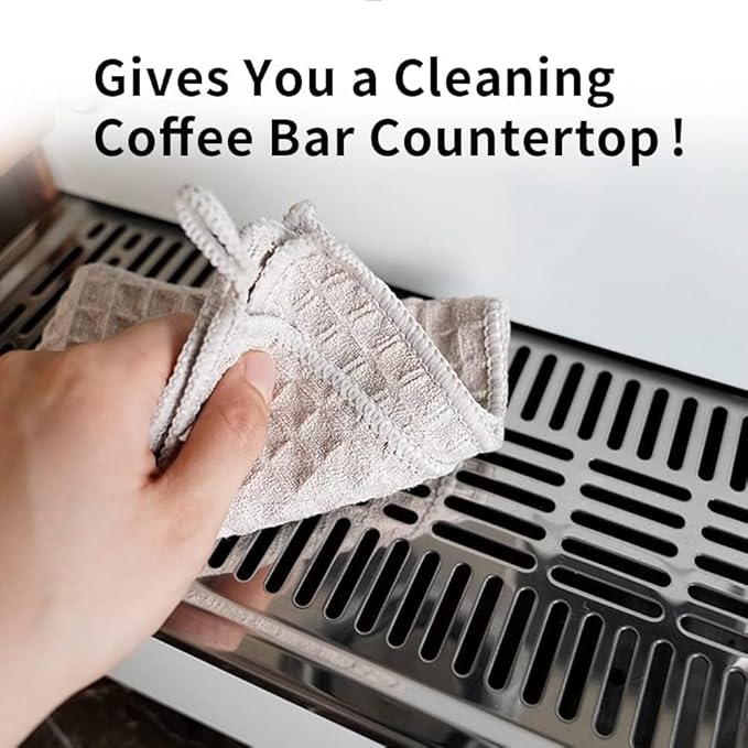 Barista Micro Cloth 4 Pack - watchget Microfiber Barista Cleaning Towels Coffee Cleaning Accessories for Espresso Machine, Steam Wand, Countertop, Kitchen Dish Cloth Waffle Weave Light Grey(12"x12")