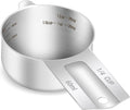 1PCS 1/4Cup (60ml, 2oz) Single Measuring Cup, Etched Inner Scale Stainless Steel Measure Scoop, Metric and US Measurement, Dishwasher Safe