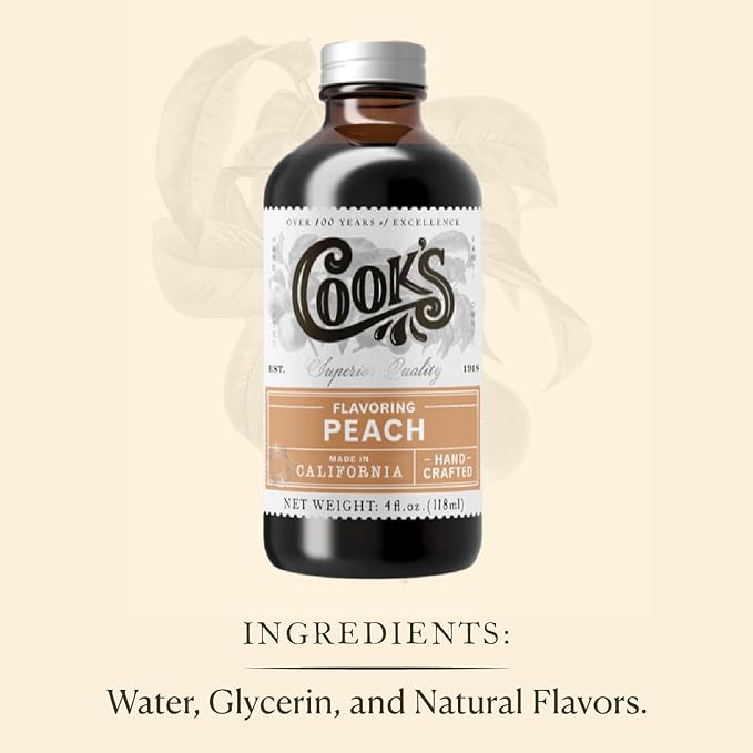 Cook's, Peach Flavoring for Baking, Preserves, Ice Cream, Jam, Cakes, 16oz