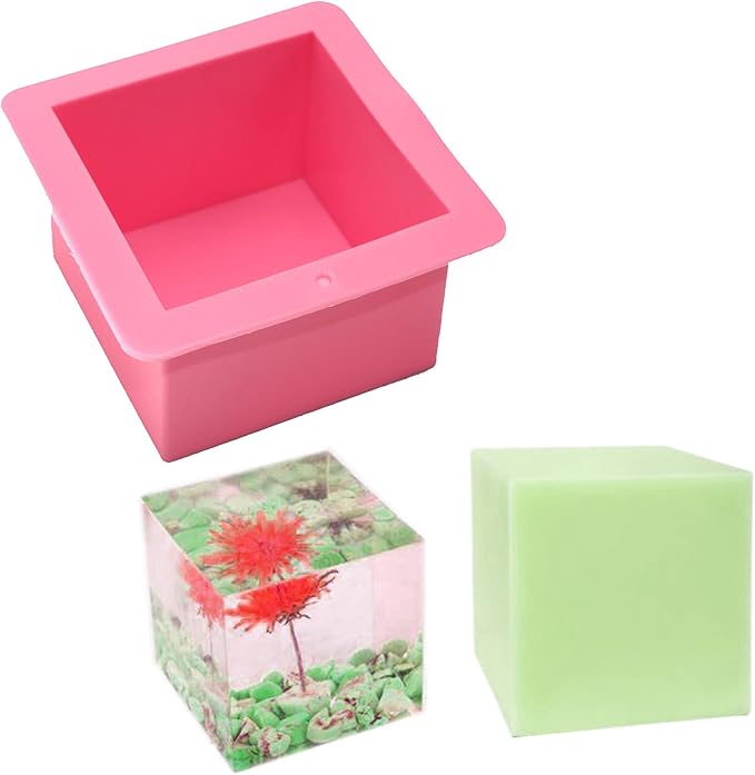 X-Haibei Large Cube Square Silicone Mold for Soap, Candle, Resin, Cake, and Cheese - 500ml, Food-Grade, Easy Release, Perfect for Beginners