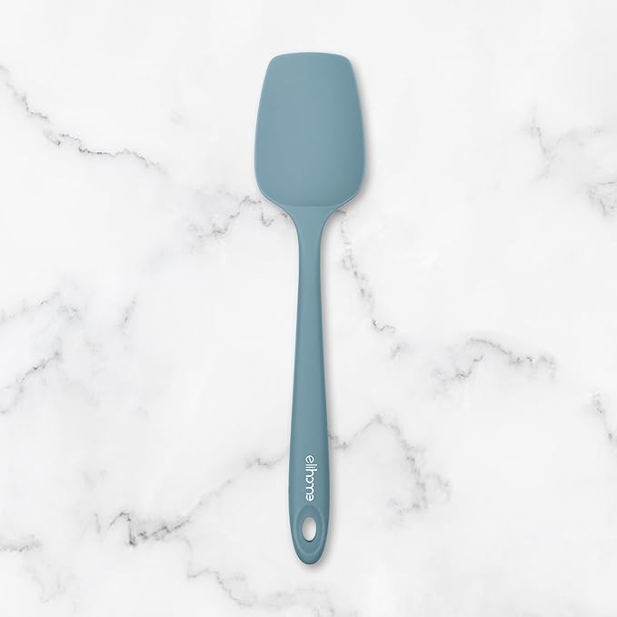 Elihome Classic Silicone Spoonula - Non-Stick Heat Resistant Silicone Scraper Spatula for Mixing, Serving, Scraping, Stirring, and More - 11 Inch, Slate Teal Grey