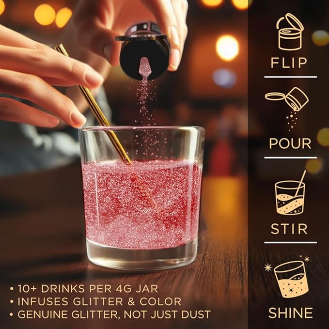 Brew Glitter - Maroon Red (25g Spray Pump 1x Jar) | Edible Glitter for Drinks, Cocktails, Beer, Garnish & Beverages