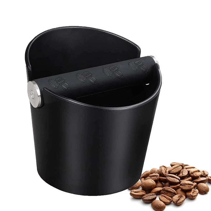Ailelan Coffee Knock Box, Espresso Knock Box, Coffee Bin, Espresso Dump Bin, 4.8 Inch Shock-Absorbent Durable Barista Style Espresso Knock Box with Removable Metal Knock Bar and Non-Slip Base(Round)