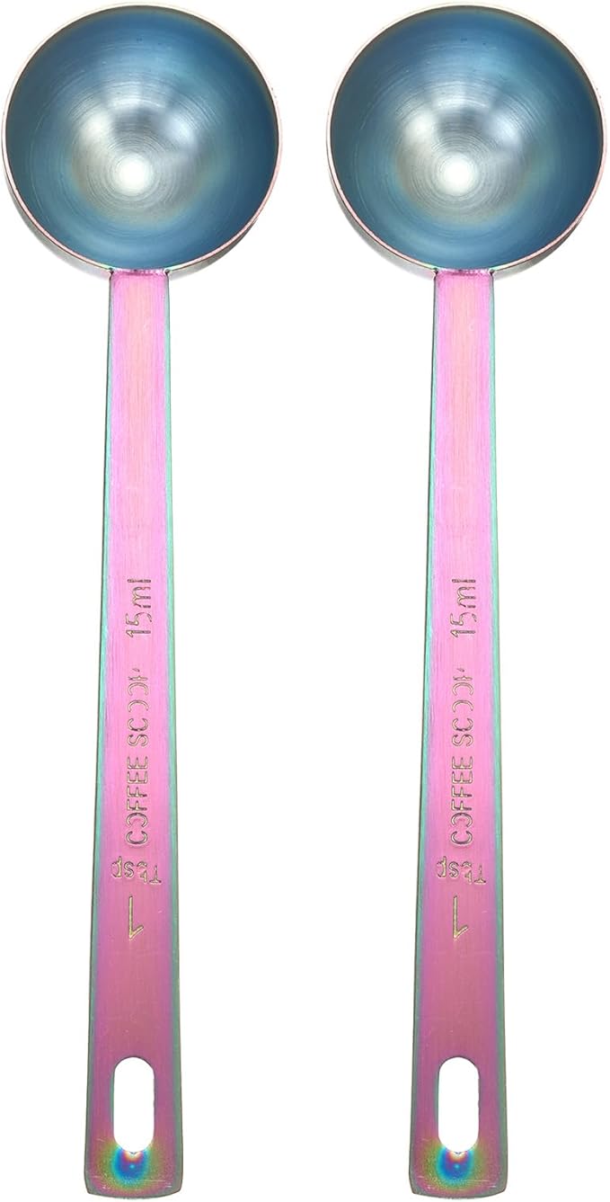 HARFINGTON 2pcs Coffee Scoop Spoon 1tbsp (3tsp, 15ml) 304 Stainless Steel Long Handle Teaspoon/Tablespoon Measuring Spoons Scoops for Tea Sugar Kitchen, Multicolor