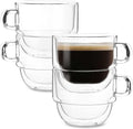 BTaT- Stackable Insulated Coffee Mugs, 4 Pack, 8 oz(240 ml), Stackable Glass Mugs, Double Wall Glass Coffee Cups, Tea Cups