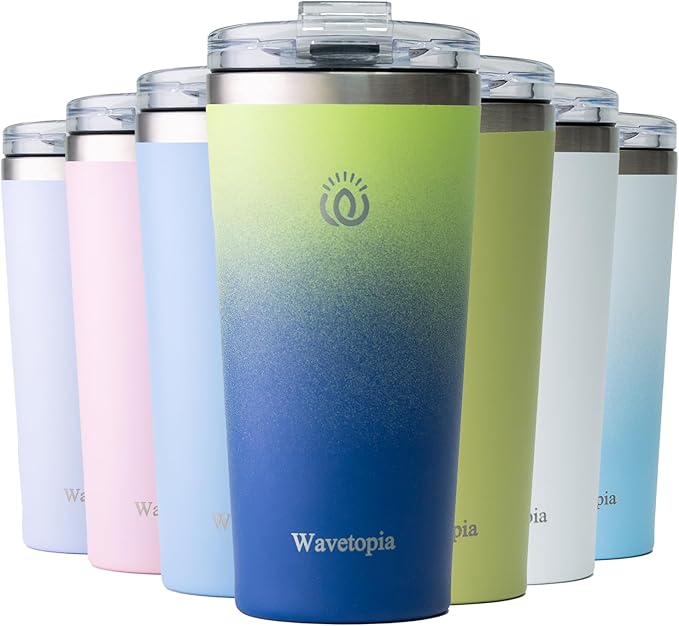 Insulated Coffee Mug with Lid, Reusable Stainless Steel Travel Coffee Cup, 16 Oz Double Wall Vacuum Spill Proof Tumbler Cups for Men and Women Hot & Cold Drinks（Forest）