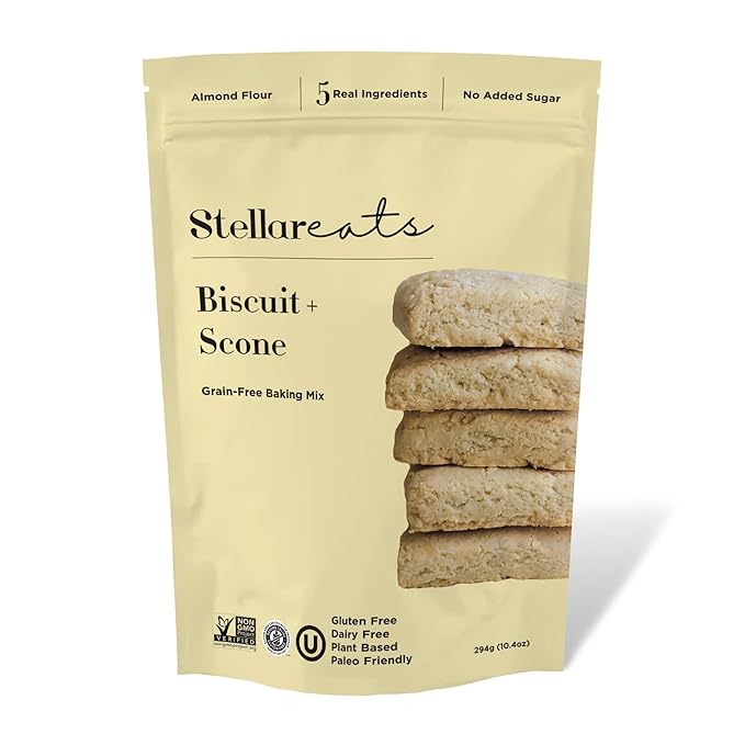 Stellar Eats Grain-Free Biscuit & Scone Baking Mix | Gluten-Free, Dairy-Free, Plant-Based, Paleo-Friendly | Buttery & Decadent Flavor | Almond Flour-Based | Non-GMO Project Verified, Kosher | 10.4 oz | 1 Pack