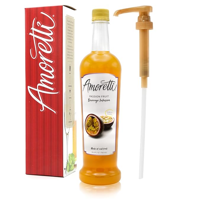 Amoretti - Passion Fruit Beverage Infusion - Drink Mix & Water Enhancer with Pump for Flavoring Cocktails, Waters, Teas, and other Beverages, Preservative Free