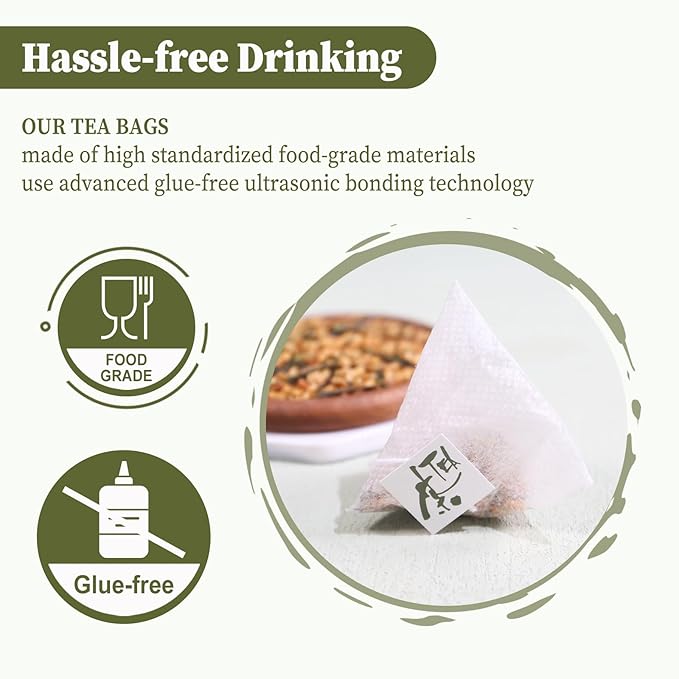 FullChea - Genmaicha Tea bags, 50 Teabags - Genmaicha Green Tea with Roasted Rice, Nutty & Refreshing - Low Caffeine - Soothing & Digestive, Perfect for Daily Relaxation