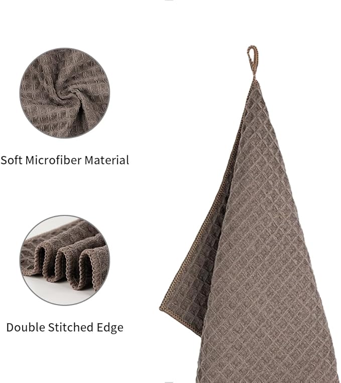 Barista Micro Cloth 4 Pack - watchget Microfiber Barista Cleaning Towels Coffee Cleaning Accessories for Espresso Machine, Steam Wand, Countertop, Kitchen Dish Cloth Waffle Weave Brown(12"x12")