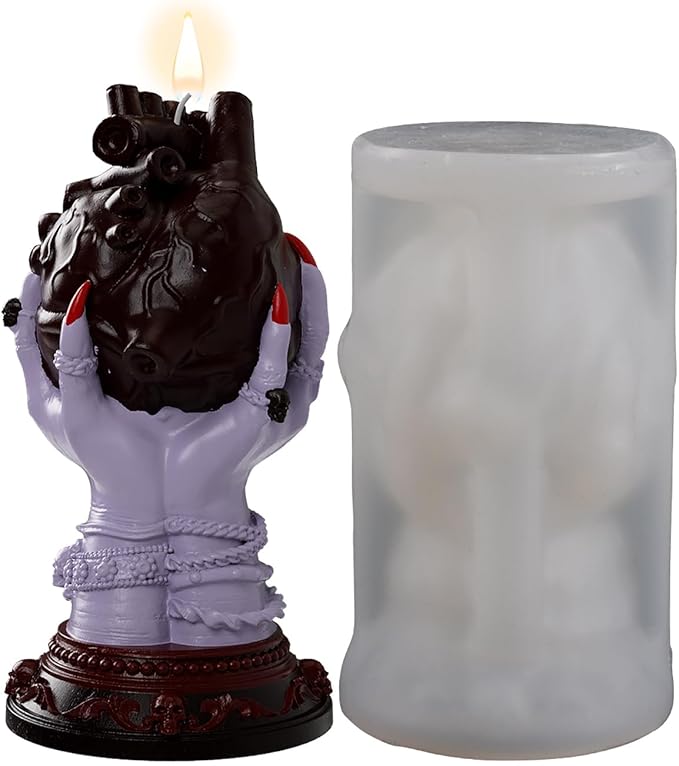 Skull Heart Candle Hand Ghost 3D Silicone Mold for Resin Candle Mold Handmade Soap Ghost Mold Candle Making Molds