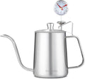 Easyworkz Gage Gooseneck Pour Over Coffee Kettle 20 oz with Thermometer Stainless Steel Hand Drip Coffee Pot With Long Narrow Spout, Silver