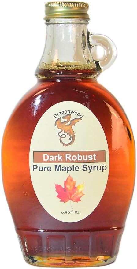 Pure Maple Syrup - Dark Color And Robust Taste Grade - For Pancakes and Waffles - By Dragonwood (8 fl oz)