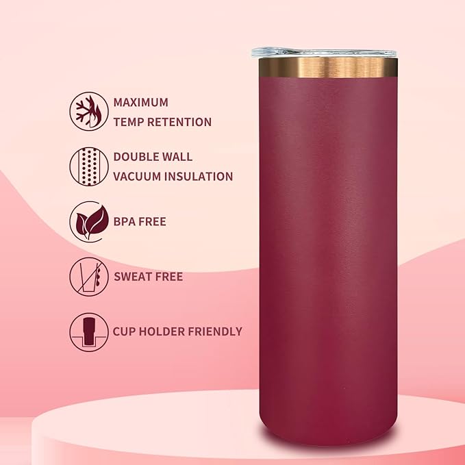 20 oz Skinny Tumblers Bulk 4 Pack, Stainless Steel Insulated Tumbler with Lids and Straws, Slim Double Wall Powder Coated Travel Coffee Mugs Reusable Cup for Hot Cold Drinks (Mixed,4 pack)