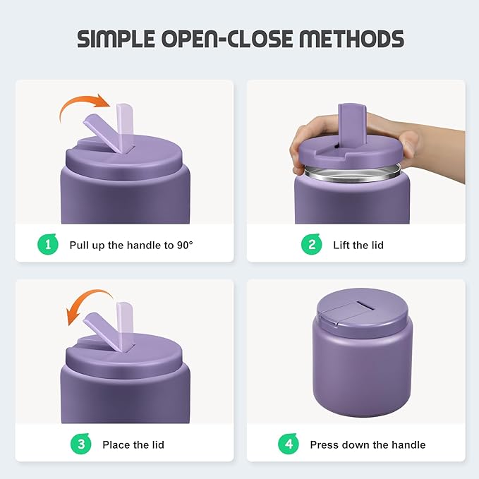 26oz Soup Thermo for Hot Food Kids with Buckle Lid Insulated Vacuum Food Jar Wide Mouth Leakproof Stainless Steel Lunch Container (Purple)