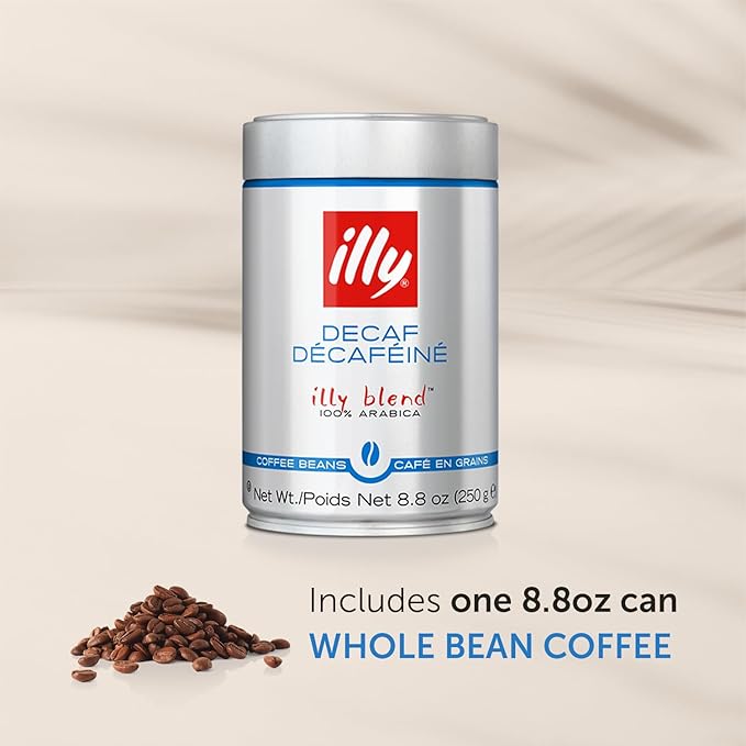 illy Decaf Whole Bean Coffee, Classic Medium Roast Gourmet Blend, 100% Arabica Coffee, 8.8 Ounce (Pack of 1)