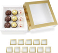 BAKIPACK 12 Truffle Boxes, Chocolates Box, Gold Truffle Gift Packaging with 9-Piece Plastics Tray