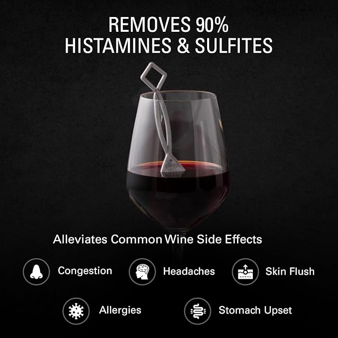 PureWine Wine Wands Purifier, 30 Wine Filters Remover Histamines Sulfite - May Reduce and Alleviate Wine Allergies & Sensitivities - Restores Taste, Perfect Wine Pour, Gifting, Holiday (30 Pack)