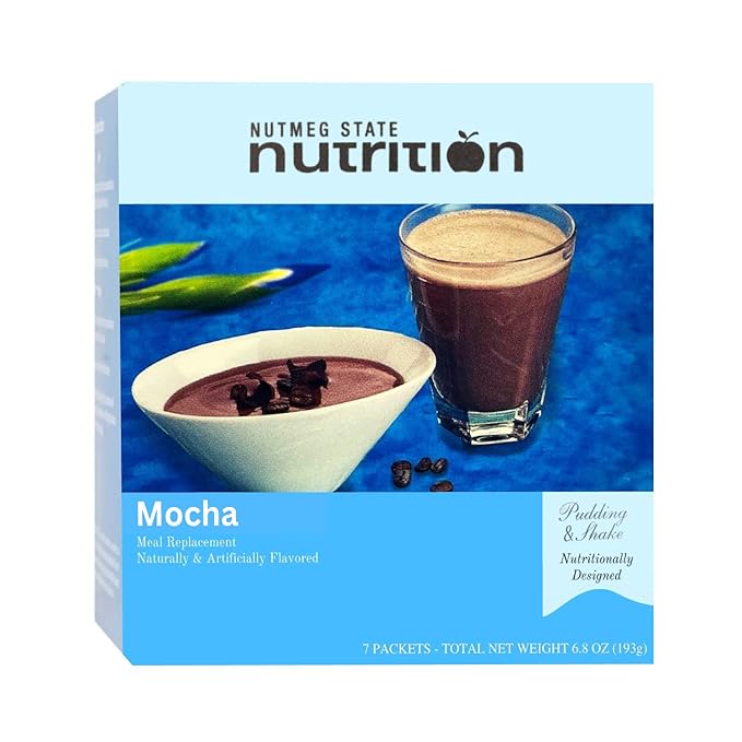 Nutmeg State Nutrition - Pudding or Shake, Low Calories, 15g Protein, Low Fat, 7 Servings Per Box (Mocha)