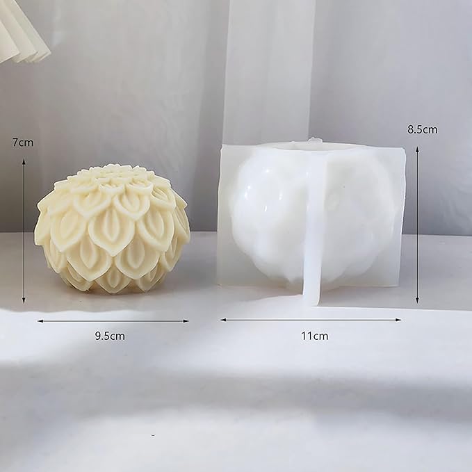 Lotus Ball Candle Mold Lotus Flower Mold Peony Mold Ball Mold Flower Resin Casting Mold Resin Making Molds Silicone Mold for Candle Home Decorate Mold Candle Making Mold 3D Animal Mold Clay Mold