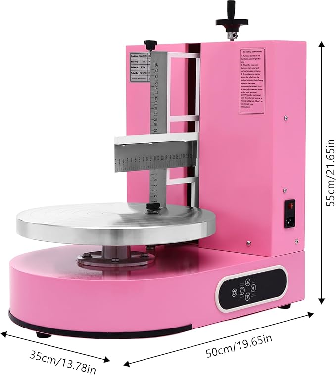 Automatic Cake Decorating Machine, Electronic Cream Coating Spreading Smooth Machine with Graduated Scraper 30-200RPM Rotating Speed,Cake Bread Spreader Machine for 4-12inch Cakes,Pink
