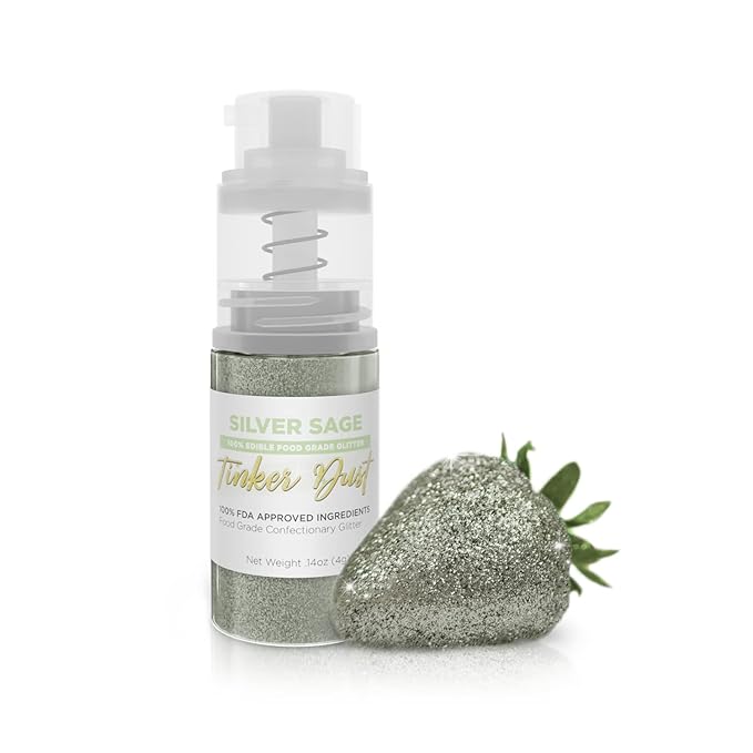 Bakell - Silver Sage Tinker Dust (4g, 1x Mini Spray Pump) Edible Glitter for Food, Desserts, and Beverages!