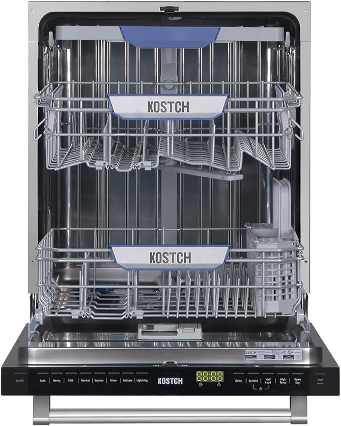 Large Capacity 24 inch Top Control Built-In Dishwasher with Third Rack – ENERGY STAR Certified, 47-dBA Ultra-Quiet, Stainless Steel (Red)