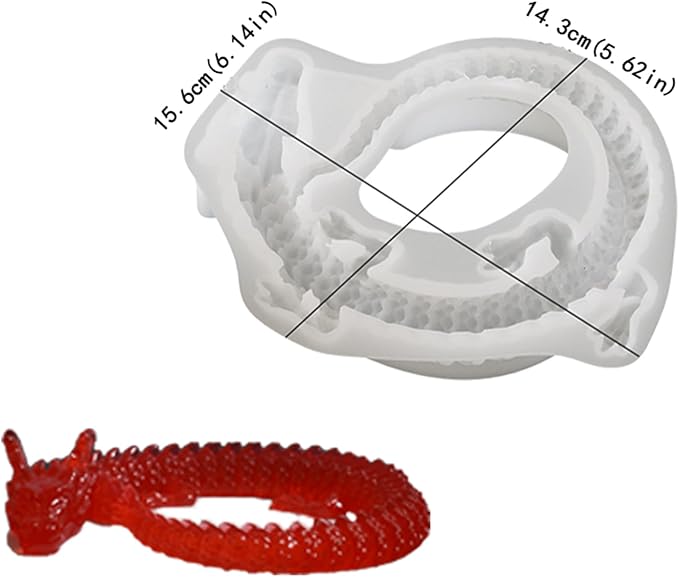 Diamond Dragon Mold Long Dragon Resin Mold Round Dinosaur Mold Animal Resin Casting Mold Resin Making Molds Silicone Mold for Candle Home Decorate Mold 3D Animal Mold Candle Making Mold