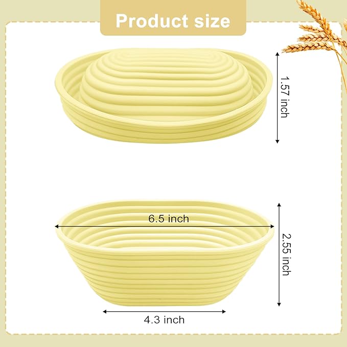 Silicone Banneton, Sourdough Bread Baskets (Set of 5, 6.5 Inch), Mini Oval Proofing Bowls, Bread Making Baking Supplies, Banneton proofing basket for Sourdough Baking