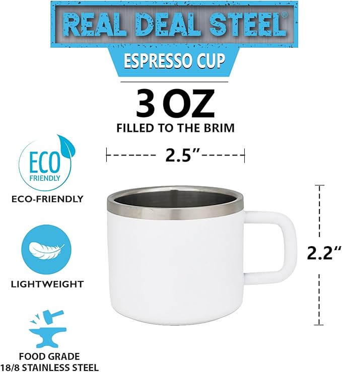 "Little Sipper 3 oz Insulated Espresso Cups - Premium Double Wall Set of 4 Demitasse