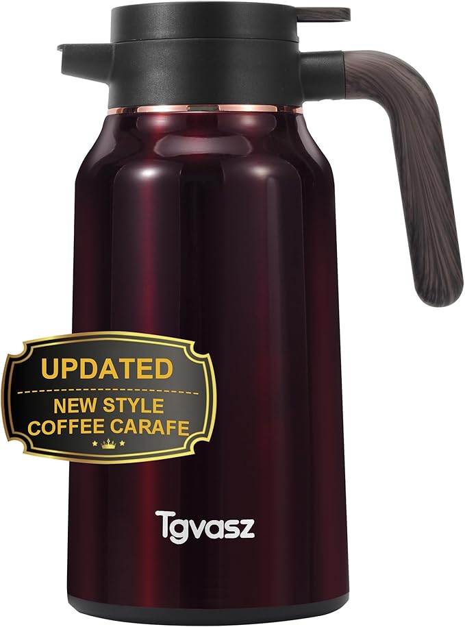 Thermal Coffee Carafe 70 oz - 36 Hour Hot Stainless Steel Carafes for Hot Liquids-Insulated Coffee Carafes For Keeping Hot/Cold Coffee, Tea, Water, Drink Dispenser for Parties(Black)