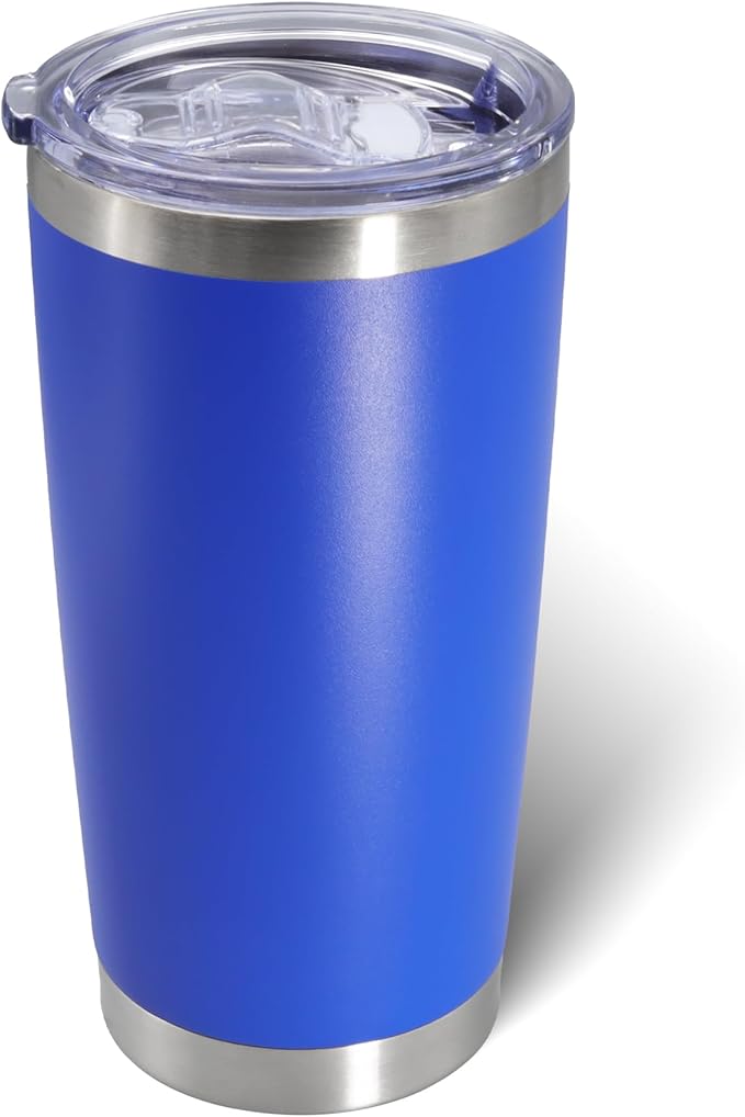 20oz Tumbler Bulk Stainless Steel Tumblers with Lid Vacuum Insulated Double Wall Travel Coffee Mug Powder Coated Tumbler Cup for Hot and Cold Drinks(Dark Blue, 1 pack)