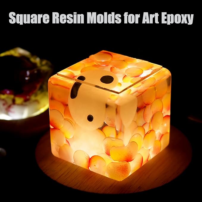 (3 Pack) Resin Cube Molds, Deep Square Silicone Molds for Epoxy Resin Casting DIY Art Craft Candle Soap Making