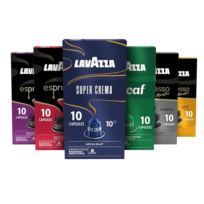 Lavazza Espresso Favorites Collection of Aluminum Capsules Compatible with Nespresso* Original Machines, Contains Light, Medium, and Dark Espresso Roast (60 Capsules)