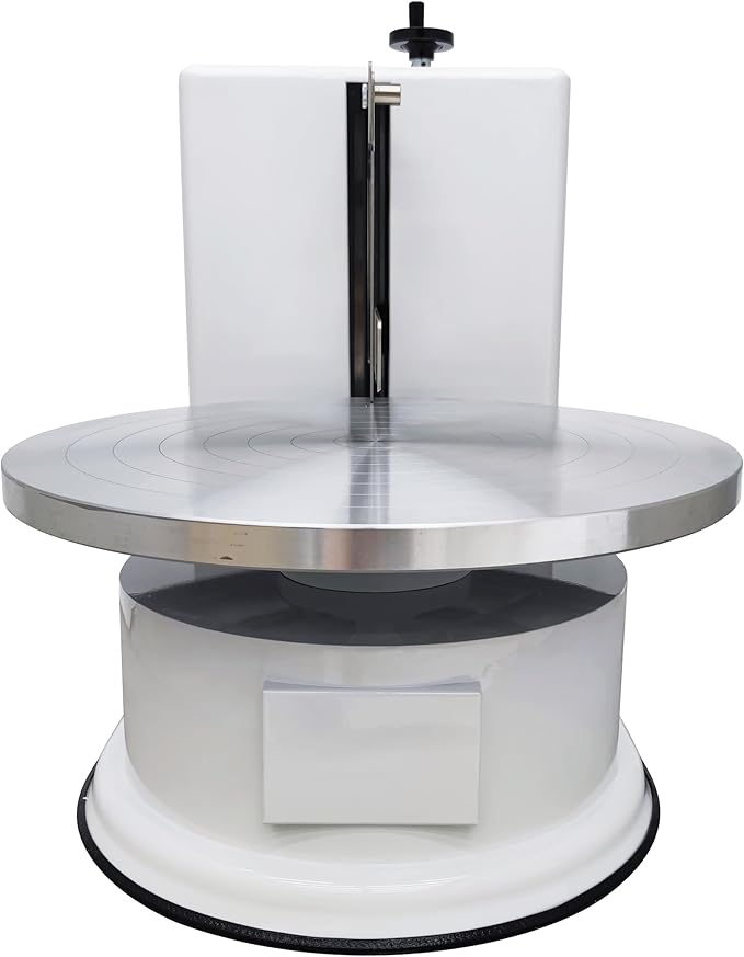 TECHTONGDA Cake Decorating Coating Machine Cream Spreading Automatic Frosting Turntable with Graduated Scraper for 4-16inch Cakes 40-180RPM Rotating Speed White