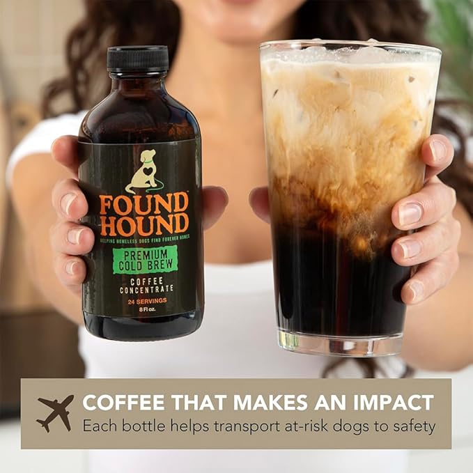 iHeartDogs Found Hound Cold Brew Coffee Concentrate - Low Acid Liquid Cold Brew Concentrate for Instant Iced Coffee and Hot Drinks