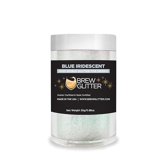 Blue Iridescent BREW GLITTER Edible Glitter For Drinks, Cocktails, Beer, Garnish Glitter & Beverages || 100% Edible & Food Grade | Vegan, Gluten, Nut Free (25g, Blue Iridescent)