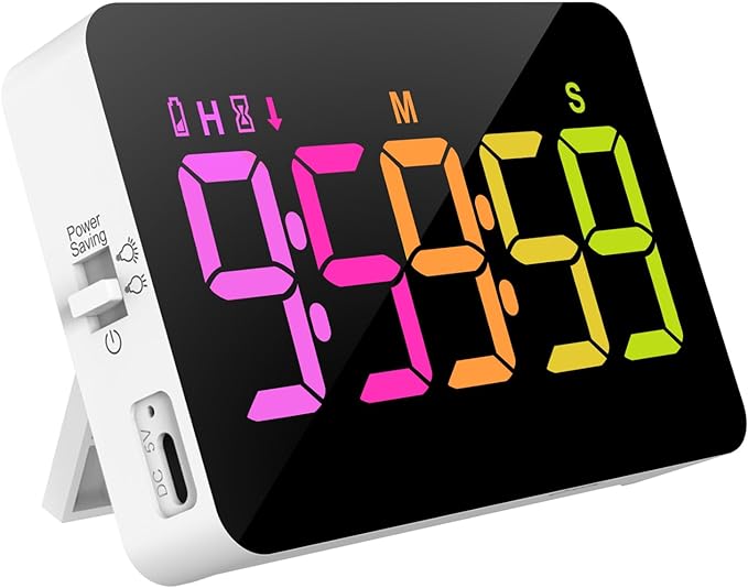 Kitchen Digital Timer, Count Down Up, Rechargeable, Vibration Mode Adjustable Volume and Brightness LED Display, Time Management Cook, Desk, Kids Adults Study Teaching, Kitchen Gadgets