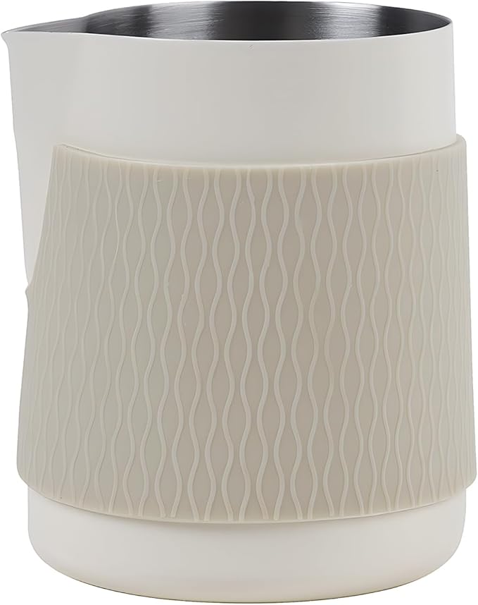IKAPE Espresso Milk Pitcher, 15.04/450ml Milk Frothing Jug without Handle, Espresso Steaming Pitcher with Sharp Spout for Espresso Barista Tool(white)
