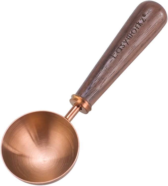 Easyworkz Retro Stainless Steel Coffee Spoon With Black Walnut Handle,10g - Measuring Spoon (Rose gold)